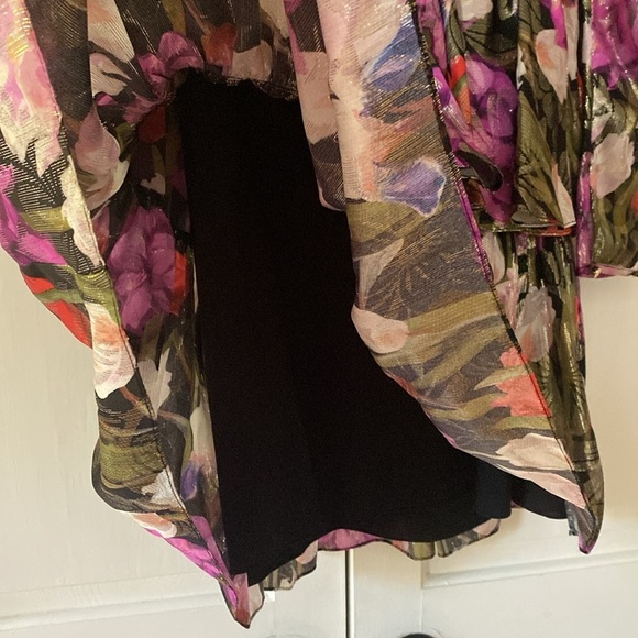 BORGO DE NOR AMELIA METALLIC FLORAL-PRINT SILK-BLEND JACQUARD MINI DRESS FUCHSIA - Picture 9 of 15